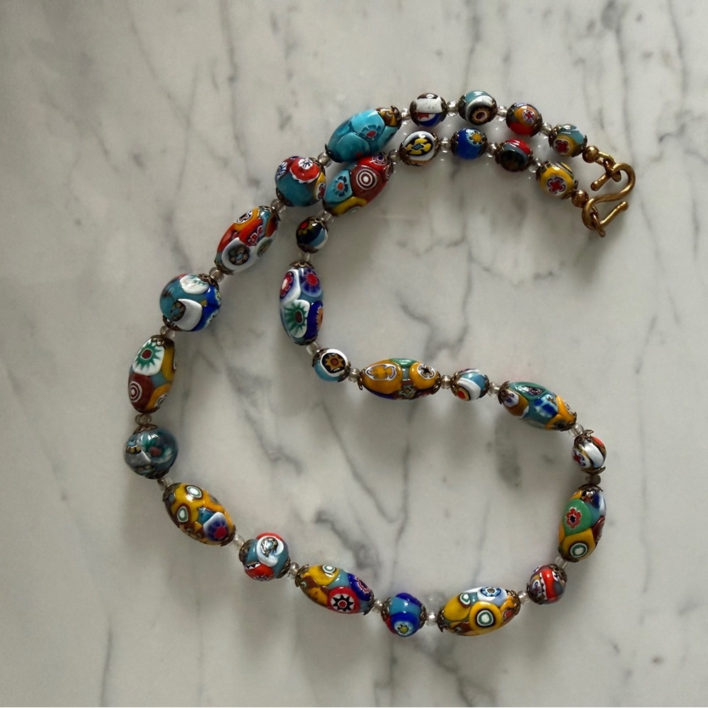 Authentic Murano Millefiori Glass Bead Necklace | Vintage Venetian | Graduated - Picture 11 of 13